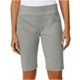 thumbnail image 3 of Plus Size Women's Solid Stretch Twill Shorts, Pull On Regular Fit Bermuda Length, Elastic Waist, Lightweight Summer Casual Hiking Shorts with Functional Pockets, Soft | CSEONE,Gray 5XL, 3 of 9