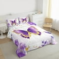 thumbnail image 3 of jejeloiu Chic Butterflies Full Size Comforter Sets,Retro Rustic Flower Floral Bedding Comforter Set,Gold Glitter Print Bedding Sets For Kids,Luxury Bedroom Decor Reversible,3pcs, 3 of 8