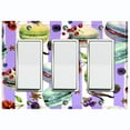 thumbnail image 1 of Metal Light Switch Plate Cover Macaron Fruits and Spices Dessert Stripes CAK025, 1 of 13
