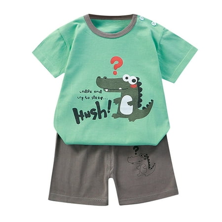 

Baby Boys Girls Outfits Cartoon Print Short Sleeve Tops Printed Shorts 2PCS Clothes Set For 2-3 Years