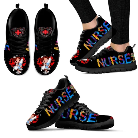 

Cute Hospital Cartoon Nurse Girls Pattern Sneakers Shoes for Women Breathable Lace up Flat Shoes Comfort Zapatillas