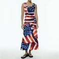 thumbnail image 2 of Cotton Dresses For Women 2025, 4Th Of July Dress Casual Sleeveless Round Neck American Flag Ruffle Flowy Long Tank Cute Summer Dresses Pleated Boho Spring Dresses Casual (L, Vermilion) ZMTing, 2 of 5