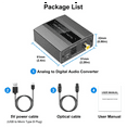 thumbnail image 4 of 4X Analog to Digital Audio Converter to Optical with Optical Cable Audio Digital Toslink and Coaxial Audio Adapter,4 x converter 4 x optical cable 4 x USB cable,Black grey, 4 of 6