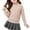 Pink, variant on Kukoosong Girls Ribbed Knit Mock Neck Sweater, Fall Winter Long Sleeve Pullover Tops with Ruffled Lettuce Trim On Collar and Cuffs, Stretch Slim Fit Knit Blouse for Kids Daily Layering Outfits