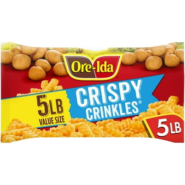 Ore-Ida Golden Crinkles, Crinkle Cut Fries, French Fries Fried Frozen Potatoes, Value Size, 5 lb Bag