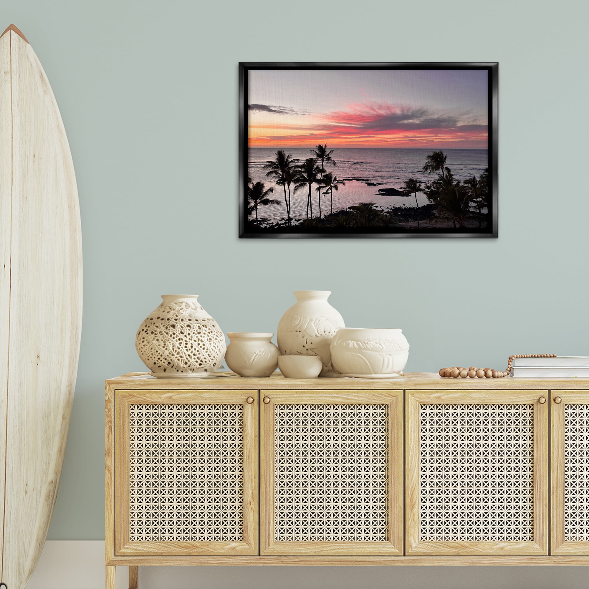 Stupell Industries Fierce Sunset View Landscape Photography Black Floater Framed Canvas Art Print Wall Art, 31 x 21