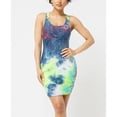 thumbnail image 2 of Women's Bodycon Dress Tie-Dye Honeycomb Jacquard Tank Top Sleeveless Dress, Orange Pink, S, 2 of 2