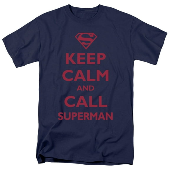 Keep Calm and Call Superman Men's T-Shirt, Navy, Small