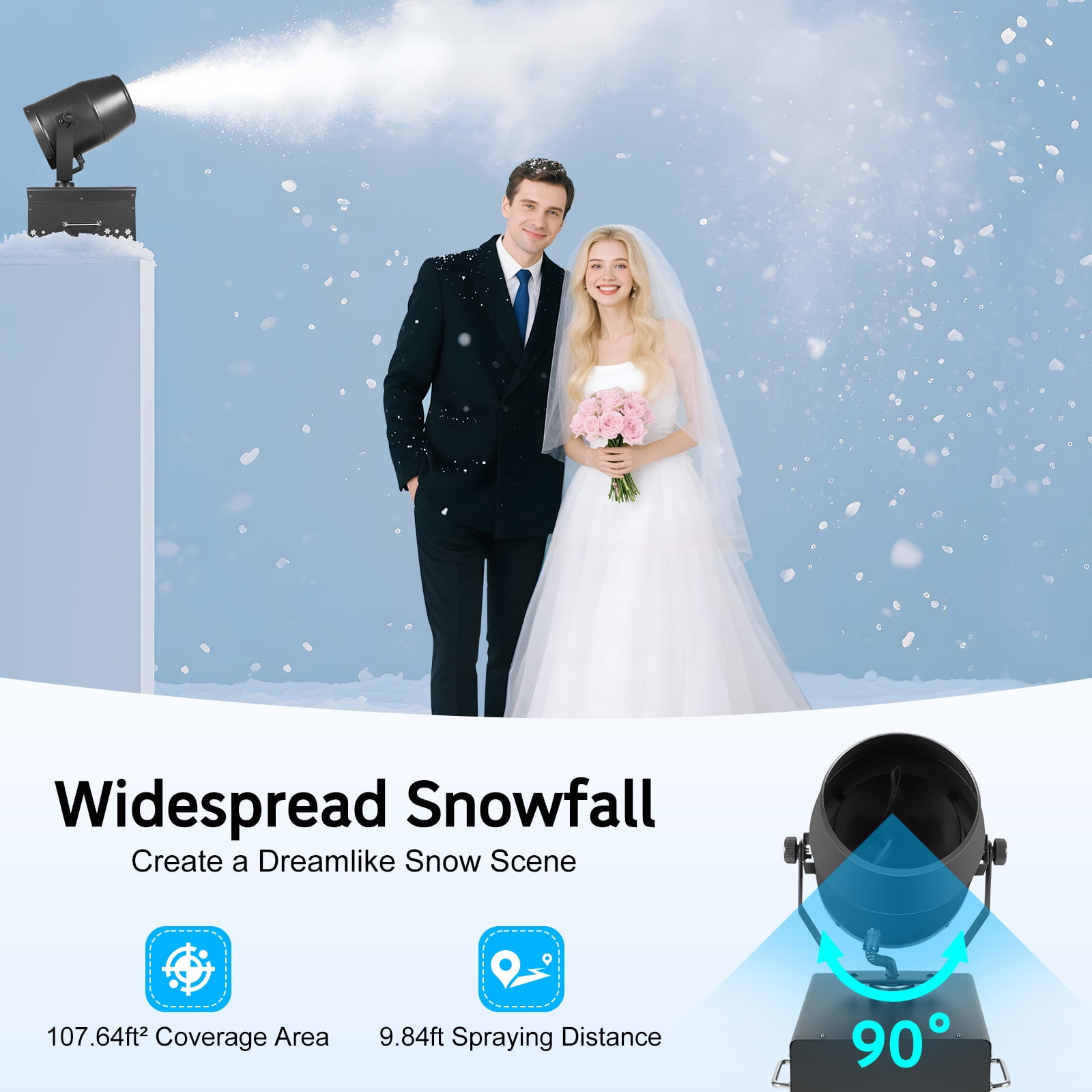 2000W Snow Machine, Shaking Head Jet Foam Machine w/Remote Control, 9.84ft Spraying Distance Manual Indoor/Outdoor Artificial Snow Making Machine for Party Christmas Wedding