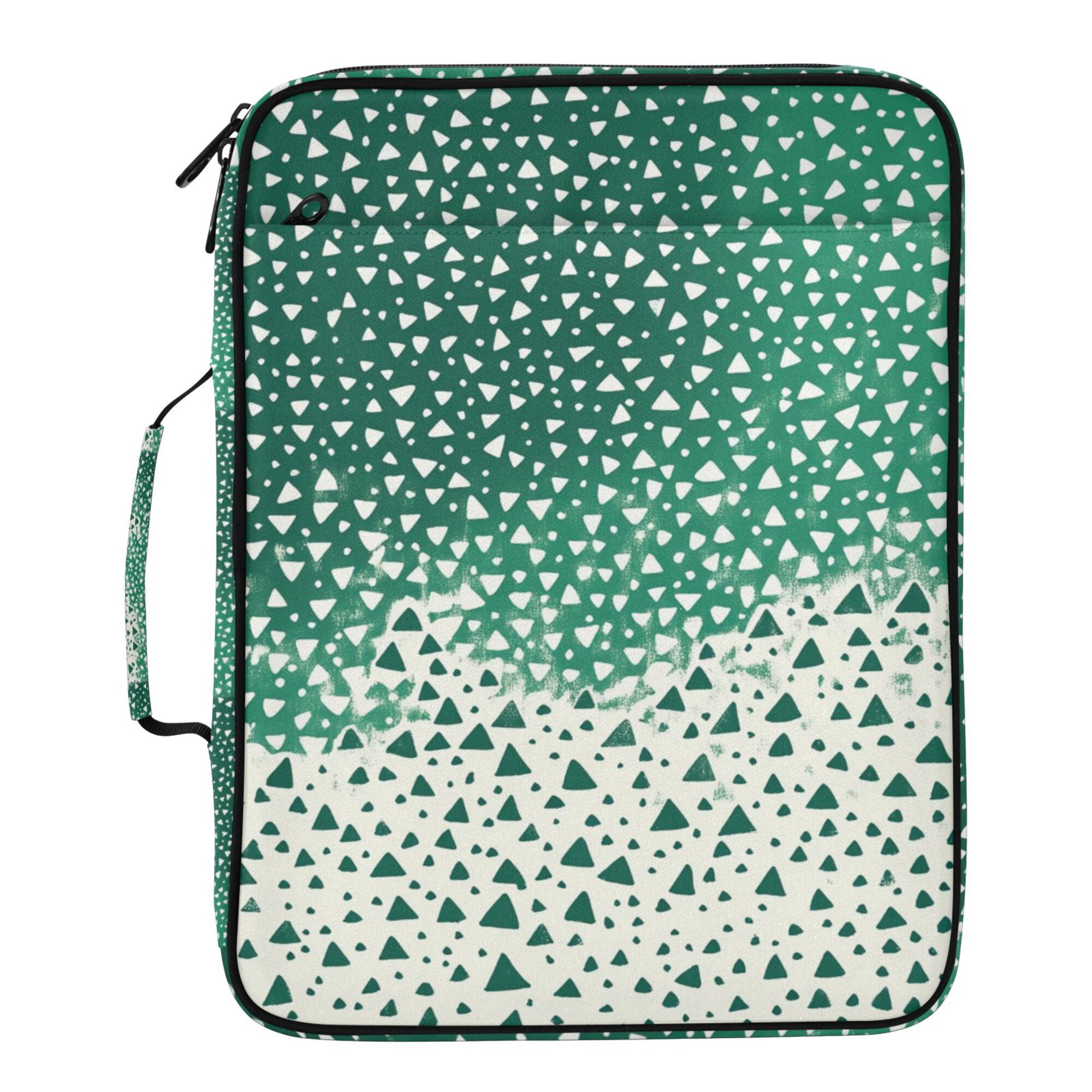 FORMRS Accordion File Folder A4 Size 7-Pocket Expanding Document Organizer Bag with 3 Ring Binder, Green and White Pattern