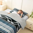 thumbnail image 3 of jejeloiu Cool Striped Twin Comforter Sets,Ocean Print Bedding Set For Boys,Teal Black,Light Gray Reversible,2pcs,1 Comforter and 1 Pillowcase, 3 of 7