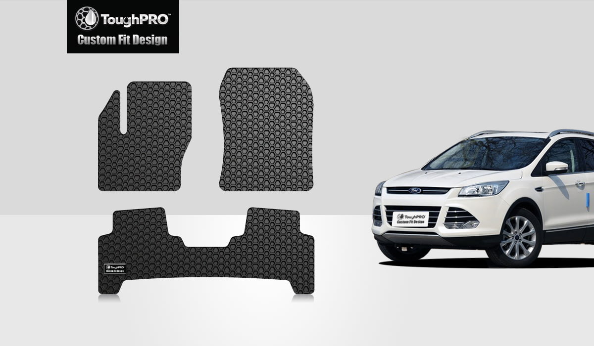 Rear Full Set Liners Custom fit TPE Floor Liners for 2013-2019 Ford Escape Heavy Duty Rubber 1st and 2nd Row: Front OsoTorero Floor Mats for 13-19 Ford Escape