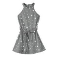 thumbnail image 4 of TQWQT Girls Dresses Summer Cute Polka Dot Print Dress Size 10-12 Kids Tie Front Swing Sundress Sleeveless Girls Dresses Tween Girls Clothes Gray 160, 4 of 5