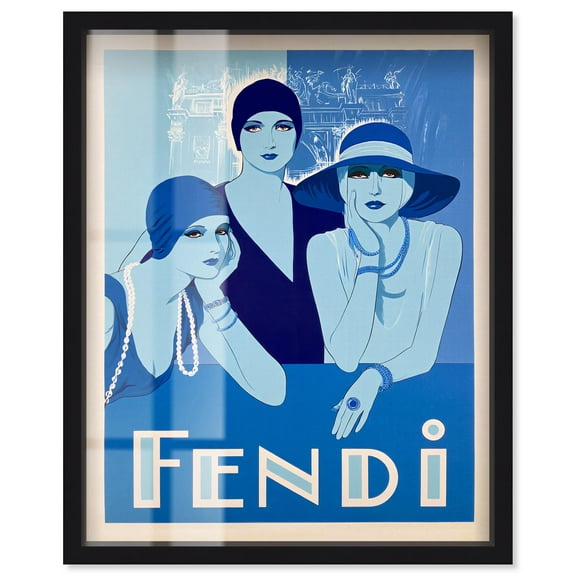 Blue Belles of Fashion Shadowbox Print Retro Fashion Decor by Art Remedy, Black Frame, 16 x 20