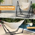 thumbnail image 5 of Hammock with Foldable Stand, 2 in 1 Hammock and Swinging Chair with Carrying Bag, Portable Camping Chair Suitable for Outside, Swing,Patio,Garden,Camping Trip Beige, 5 of 16