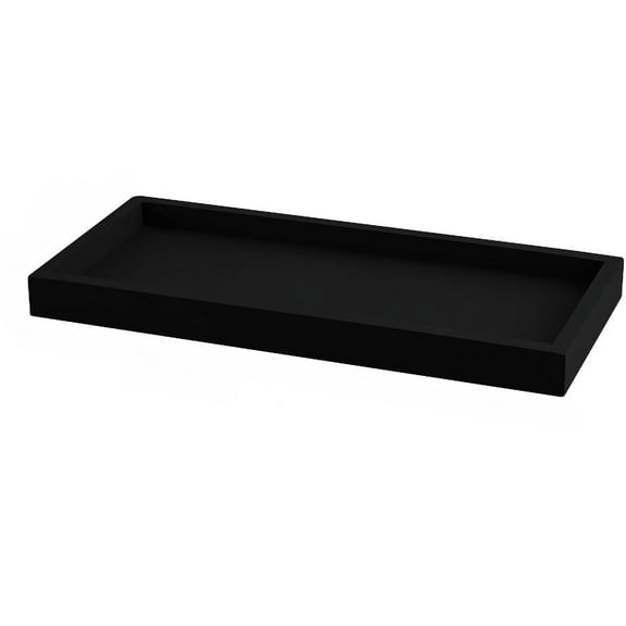 Bathroom Vanity Tray Black Decorative Tray For Counter, Bathroom Silicone Storage Tray, Kitchen Sink Tray, Key Accessory Storage Tray, Dressing Table Tray, Dresser Countertop Decor Rectangle Wooden Or