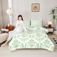 thumbnail image 4 of Homewish Women Fashion Damask Queen Comforter Set, Western Bohemian Style Bedding Sets, Green Mandala Floral Reversible Bedding Comforter Set, Breathable Home Decor, 3pcs, 4 of 8