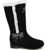 Juicy Couture Girls BLACK WHITE Plush Faux Fur Lined Riding Boots, 2 Girl