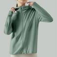 thumbnail image 2 of Hcyirli Women's UPF 50+ Hooded Sun Jacket Ice Silk Lightweight Long Sleeve Zip Up Outdoor Wear for Hiking and Summer Activities Green L, 2 of 4