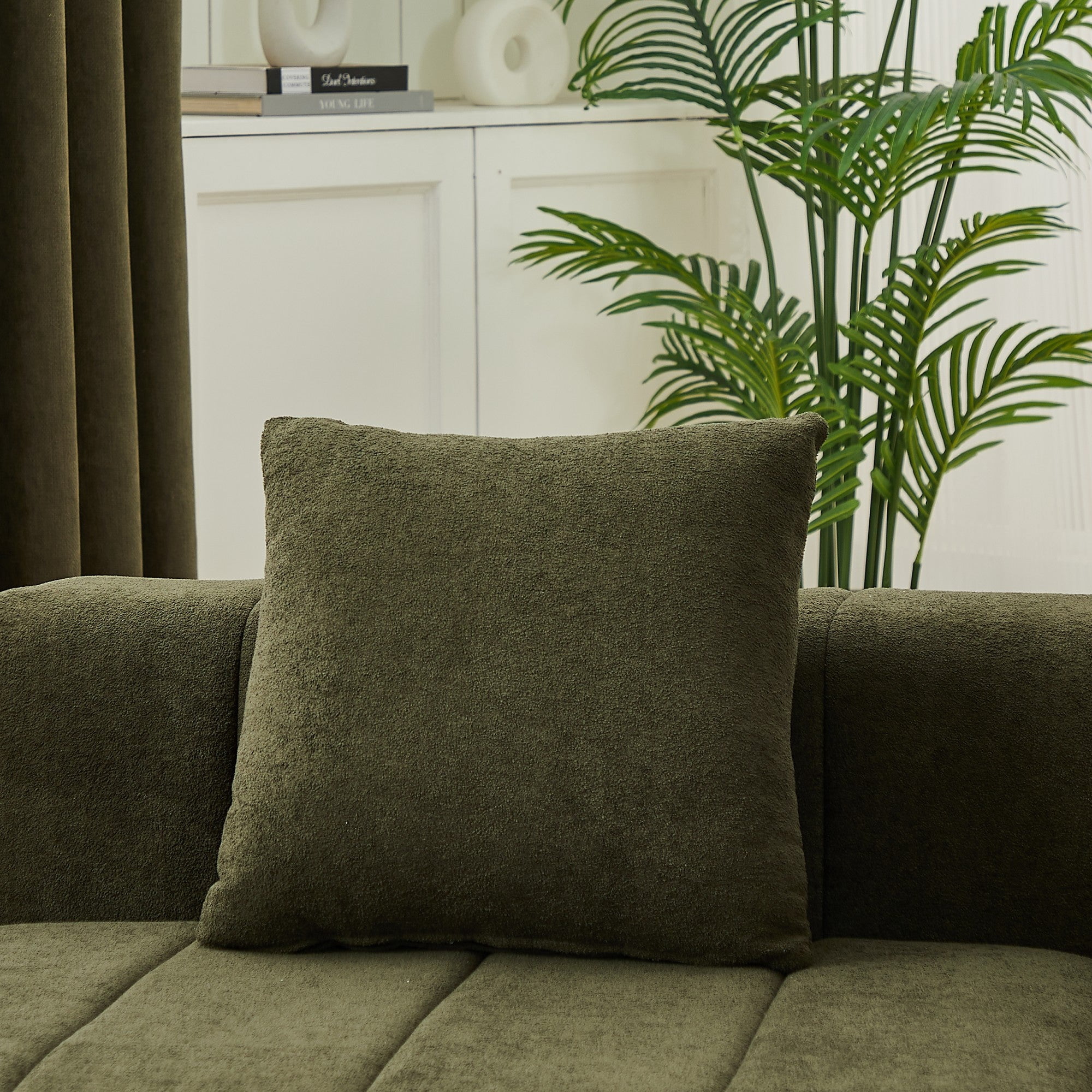 Sailvan Chenille Curved Sectional Sofa, Modern Modular Circular Sofa with Piano Key Design, No Assembly Required Cloud Couch Green