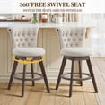 thumbnail image 4 of PAPROOS Velvet Bar Stools Set of 2, 26" Swivel Counter Height Bar Stool with Back and Tufted Button, Trimmed Edges, Modern Upholstered Kitchen Island Counter Height Chair with Wood Legs, Beige, 4 of 11