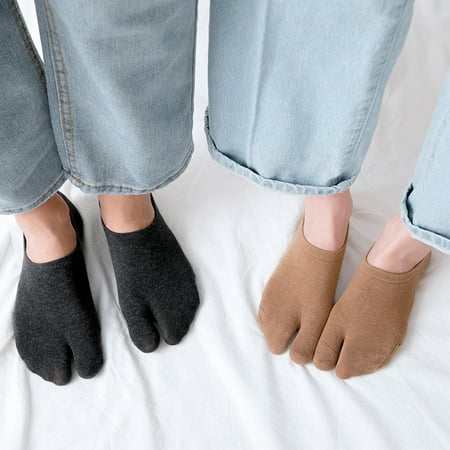 

Welling 1 Pair Men Women Solid Color No Show Split Toe Non-slip Elastic Low Cut Socks