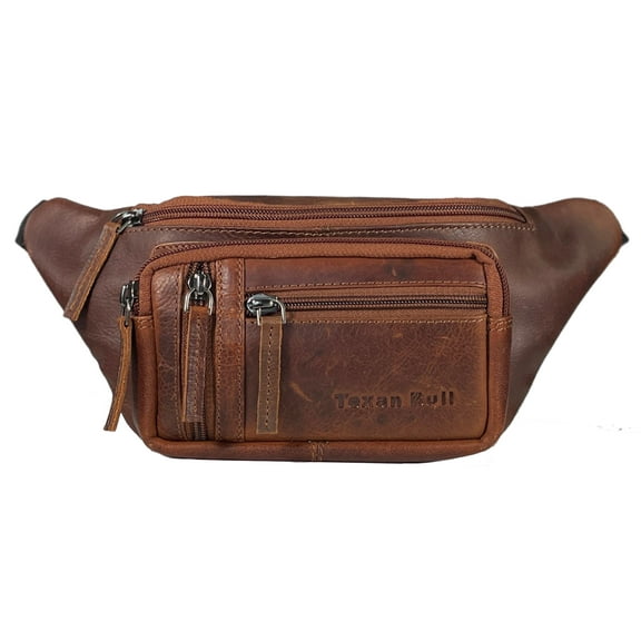 Waist Bag Mini Fanny Pack Genuine Leather Small  Multi-Function Pocket for Outdoor Use and Travel With Adjustable Waist Strap