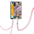 thumbnail image 2 of Compatible with Galaxy A14 5G Clear TPU Flower Pattern Case, A14 5G Case with Strap Crossbody Adjustable Neck Lanyard Case Phone Cover Designed for Samsung A14 5G 6.6 inch,Purple Peony, 2 of 7