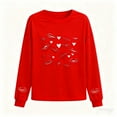 thumbnail image 4 of Valentine's Day Sweatshirt for Women Red Oversized Kiss Lips & Hearts Print Crewneck, Cute Date Night Gift for Her Casual Loungewear,Size XL, 4 of 9