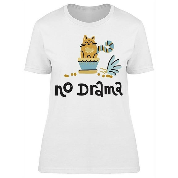 No Drama Kitty On Flowerpot T-Shirt Women -Image by Shutterstock, Female Large