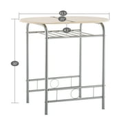 3 Pieces Dining Set, Bistro Table Set with Metal Frame and Shelf Storage, Contemporary Bar Table Set, Couple Wooden Table and 2 Chairs Set for Cafe/Breakfast Nook/Kitchen, Space Saving, JA1539
