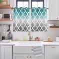 thumbnail image 2 of Teal White Grey Ombre Morocco Pattern Kitchen Curtains Short 45 Inch Length, Modern Moroccan Geometric Grommet Bedroom Living Room Curtains, Light Filtering Cafe Curtain Drapes 2 Panels Set 84''x45'', 2 of 9