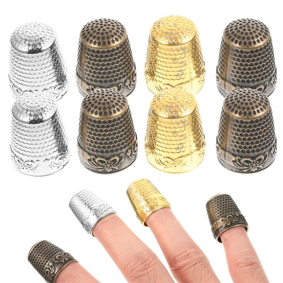 8Pcs Professional Finger Protectors Copper Finger Thimbles Convenient Sewing Protectors