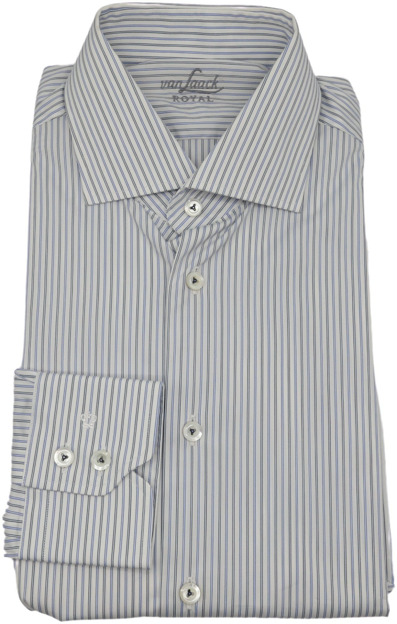 Van Laack Men's Blue / White Royal Striped Dress Shirt - 40-15.75 (M ...