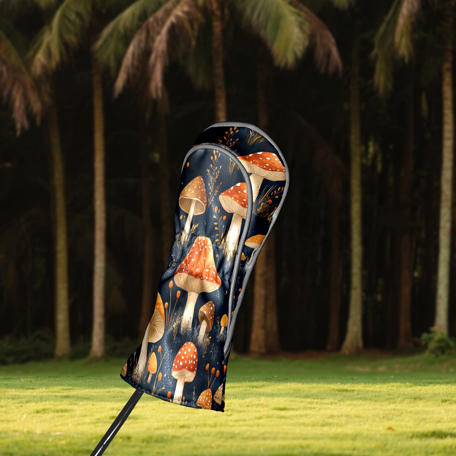Golf Club Covers PU Leather Waterproof Head Covers for Fairway Woods Hybrids Red Mushroom Unisex Fits Most Brands