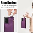 thumbnail image 2 of Allytechgroup for Samsung Galaxy Note 20 Wallet Case, Zipper Pocket Cards Holder RFID Blocking Ring Holder Stand Bumper Shockproof PU Leather Retro Phone Case for Samsung Galaxy Note 20, Darkpurple, 2 of 8