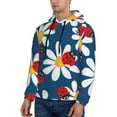 thumbnail image 3 of Naloa Daisies With Ladybugs Men's Casual Hooded Collar Drawstring Hoodies Pullover Sweatshirts Casual Long Sleeve Shirts-3X-Large, 3 of 7