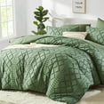 thumbnail image 6 of Flymme Dark Green Comforter Set Queen Size 7 Pieces Bed in a Bag Shabby Chic Bedding Farmhouse Soft Microfiber Boho Bed Set for All Season, 6 of 8
