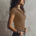 thumbnail image 5 of MaFYtyTPR Women's Short Sleeve Tops Quarter Zip Collar Short Sleeve Slim Fit Casual Blouses for Summer Daily Street Wear Khaki M, 5 of 6