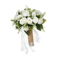 thumbnail image 6 of balikha Artificial Rose Flowers Party Centerpiece Ceremony Wedding Bouquet for Bride Light White, 6 of 9