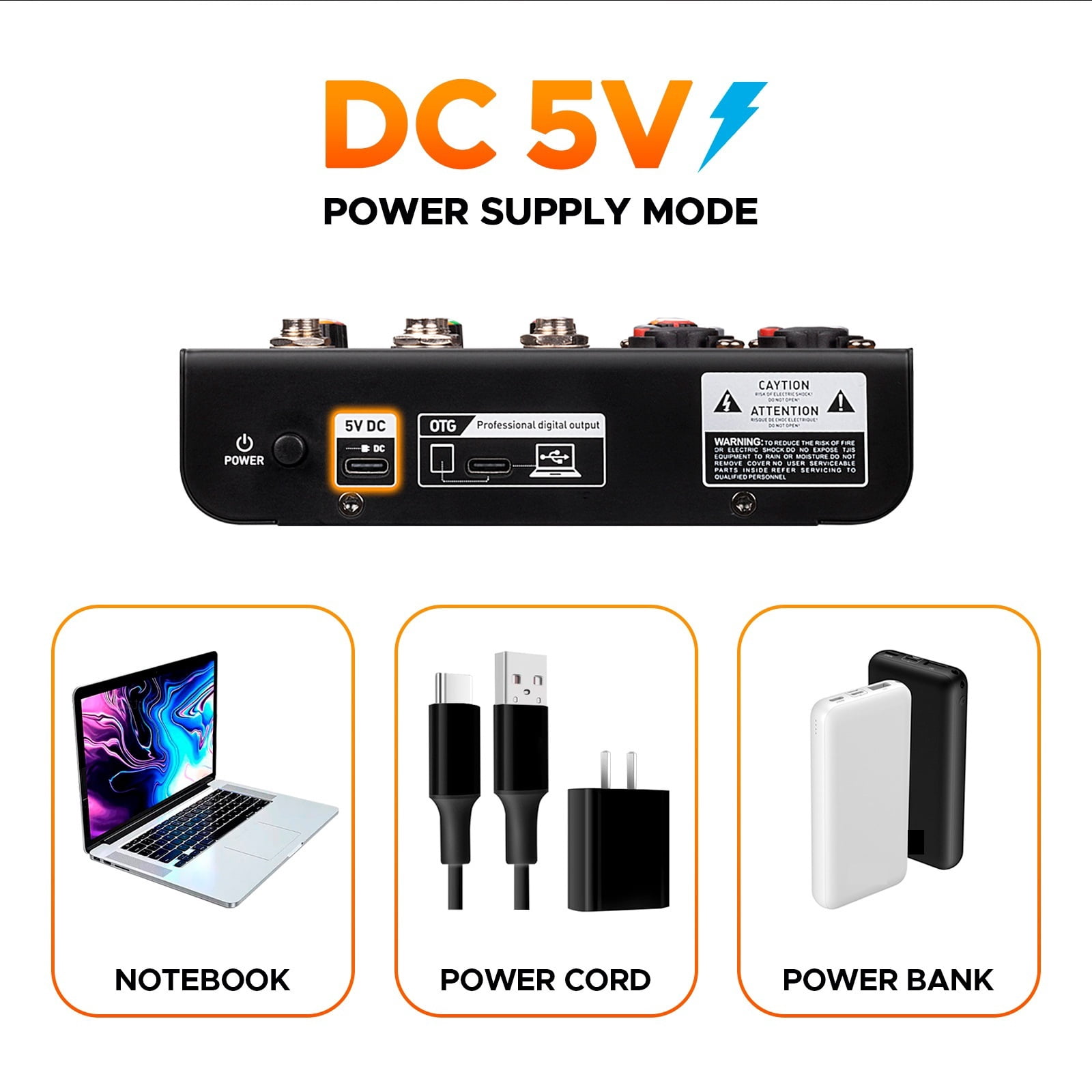 Mini4 Mixer Interface DJ Console Bluetooth 5.0 OTG Reverb 48V Sound Card for Live Broadcast