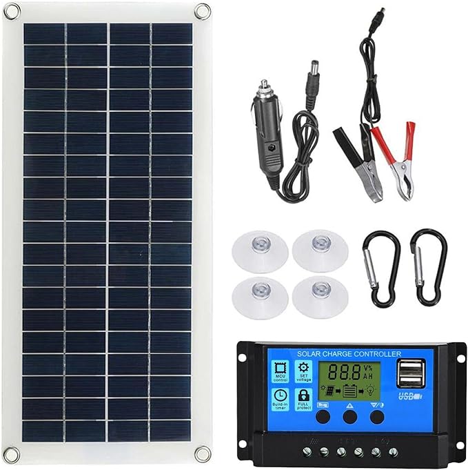 Puseky Solar Panels Portable Solar Panel 300w Monocrystalline Photovoltaic Solar Panel Kit with Controller for Charging Solar Panels