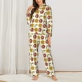 thumbnail image 2 of Yiaed Sunflowers And Skull Print Pajamas Women's Long Sleeve Sleepwear Soft Button Down Loungewear Pjs Lounge Set Nightwear Womens Pajama Pants-Large, 2 of 7