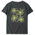 thumbnail image 4 of ALLLIST Women's Tops Floral Summer Short Sleeve T-Shirts Drop Shoulder Gray Pullover for Women, 4 of 5