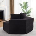 thumbnail image 4 of Leumius Oversized Hexagonal Chaise Lounge Sofa,Chenille Upholstered Boneless Sofa Couch with 3 Pillows for Living Room Bedroom,No Assembly Required,Black, 4 of 12