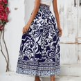 thumbnail image 6 of Womens Maxi Skirt 2025 Casual Flowy Elastic High Waist Long Skirts with Pockets Summer Beach Style Blue L, 6 of 7