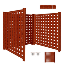 3 Panels Privacy Screen for Outside, Compact Design, Low-Maintenance, Natural Wood, Privacy Screen Solid Wood Fence, Backyard, Deck, Poolside (Brown)