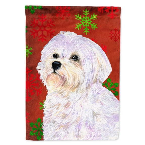 Carolines Treasures SS4688-FLAG-PARENT Maltese Red and Green Snowflakes Holiday Christmas Flag  multicolor