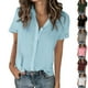 thumbnail image 1 of Camisas holgadas,Blusa de lino holgada con cuello en V y manga larga de poliéster, ropa informal de calle para mujer, sopatenor, 1 of 9