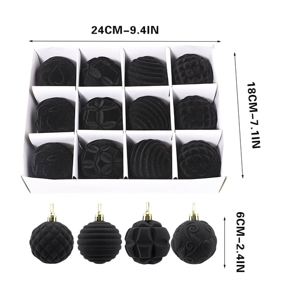 Xihbxyly Adornos Navideños Flocados, 12 Bolas de Terciopelo para Árbol, Fáciles de Colgar, Decoración Navideña Vintage, Decoración Multiusos, para Sala de Estar, Dormitorio y Chimenea, 6 Cm